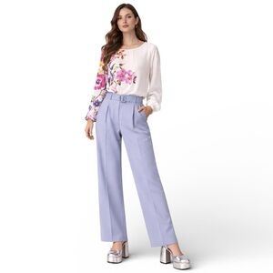 MISSGUIDED icy blue cigarette trousers | high waist | pleated belted | women’s 6